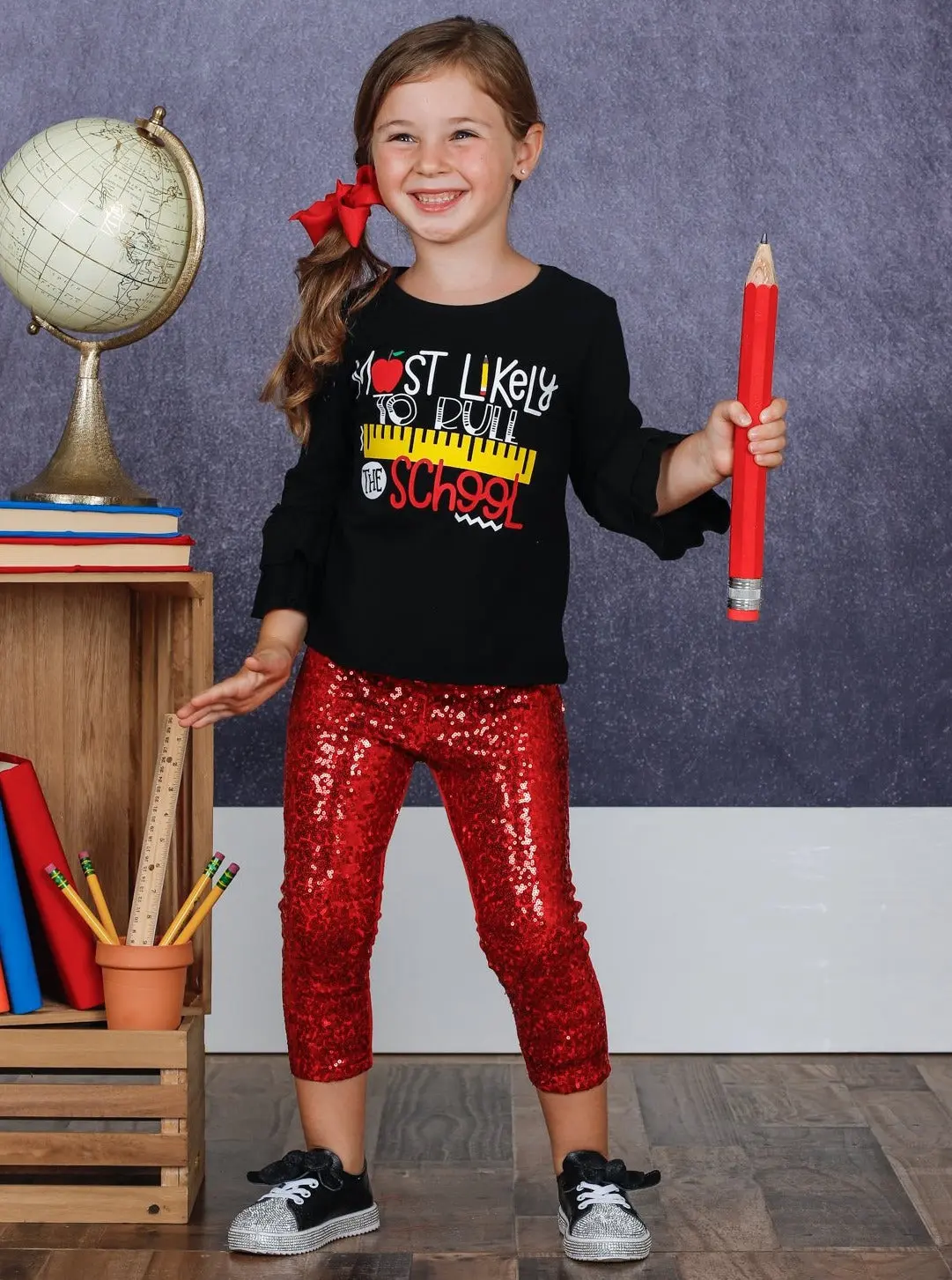 Most Likely to Rule the School Top And Sequin Legging Set - Image 5