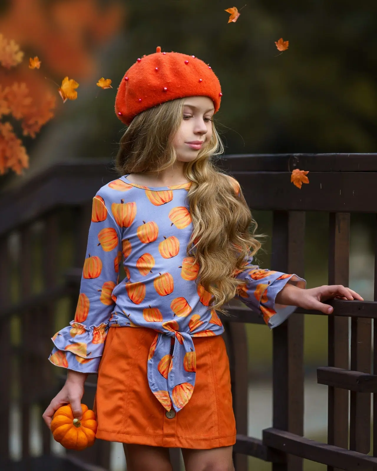 Pick of the Patch Knot Hem Top and Buttoned Skirt Set - Image 6