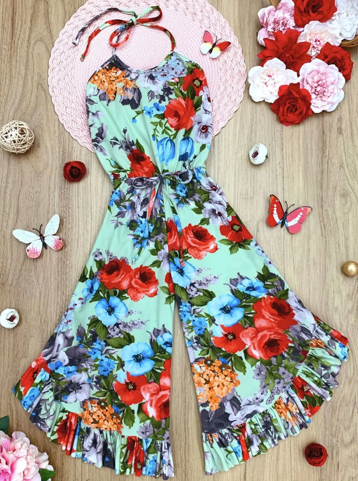 Boho Vibes Drawstring Ruffled Palazzo Jumpsuit - Image 4