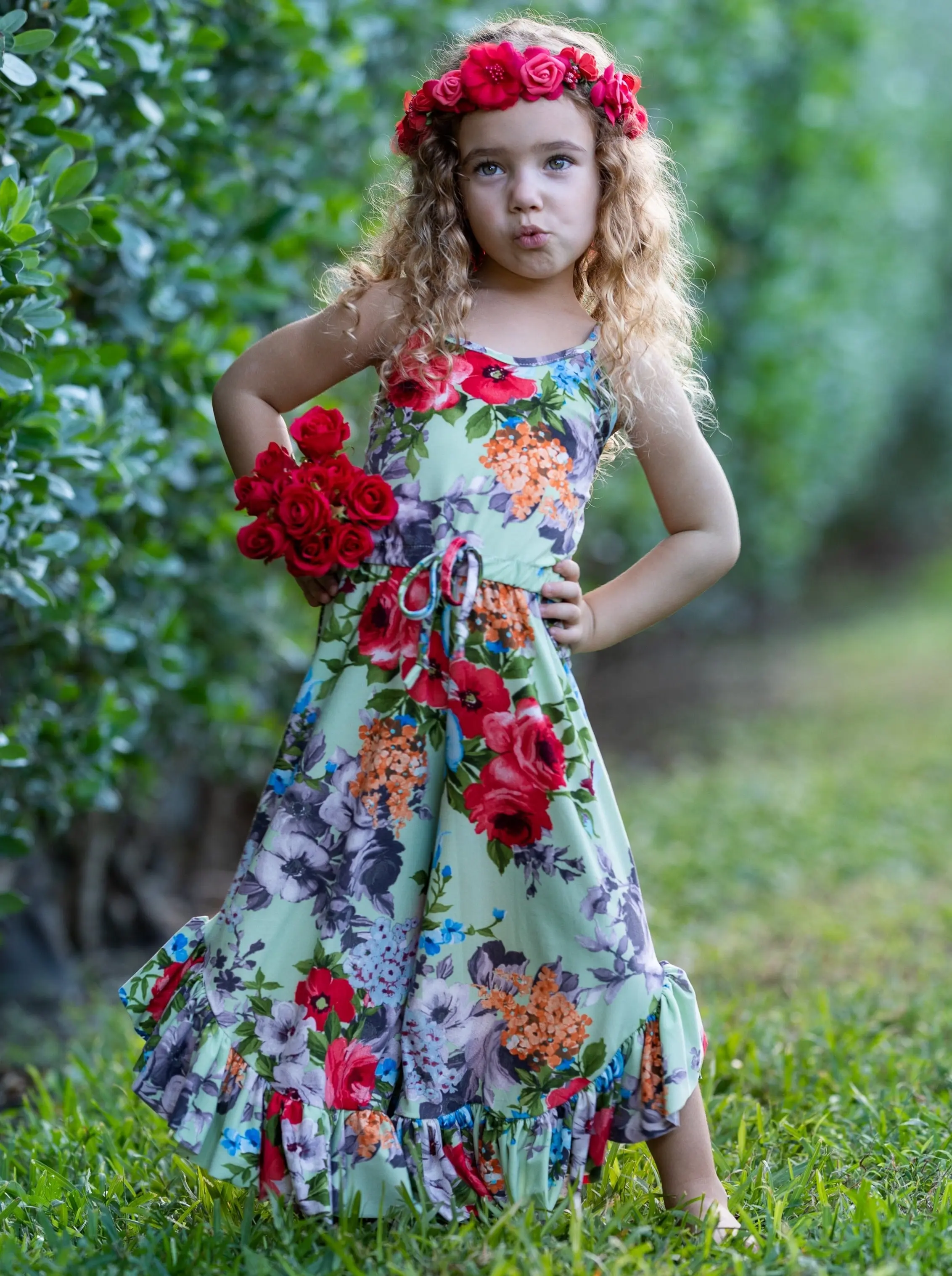 Boho Vibes Drawstring Ruffled Palazzo Jumpsuit - Image 9