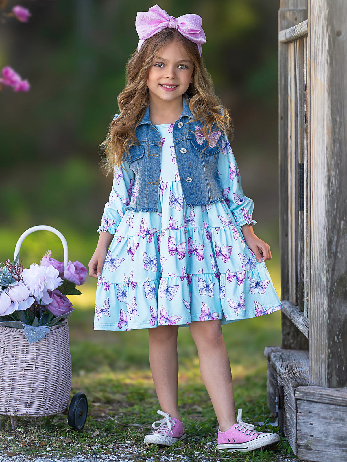 Give Me Butterflies Denim Vest And Dress Set - Image 5