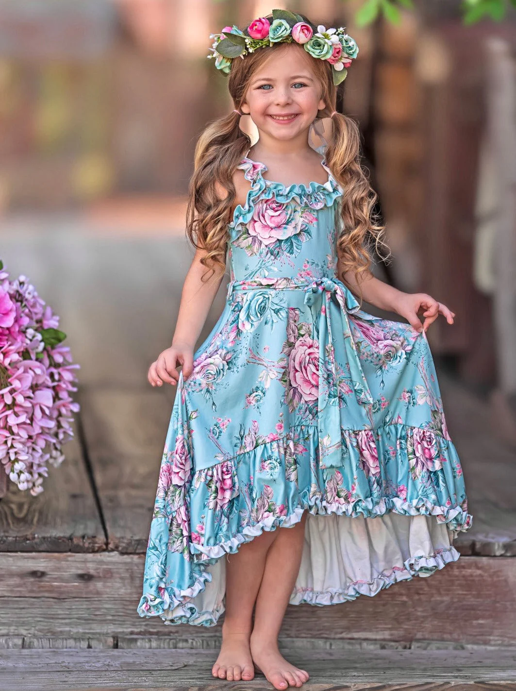 Secret Garden Rose Hi-Lo Ruffle Dress - Image 2