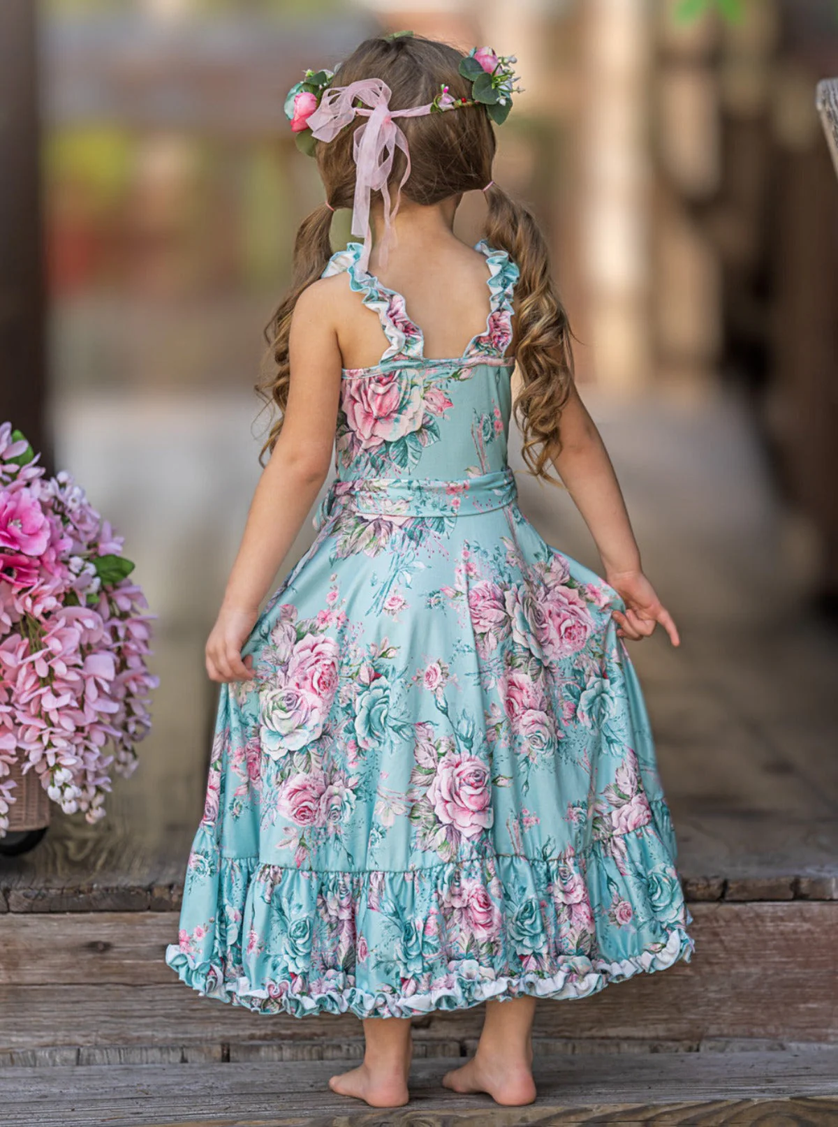 Secret Garden Rose Hi-Lo Ruffle Dress - Image 4