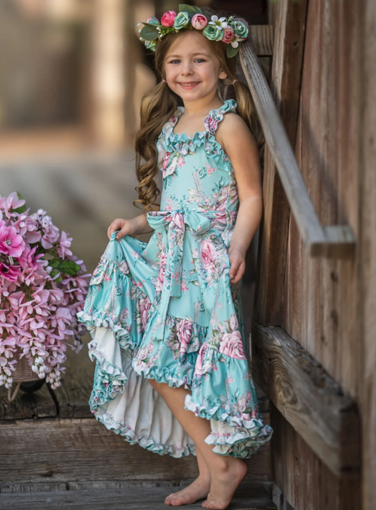 Secret Garden Rose Hi-Lo Ruffle Dress - Image 5
