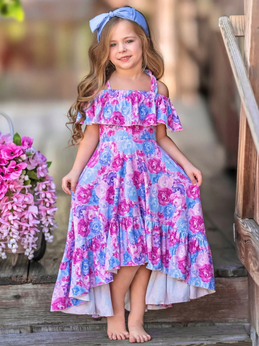 Radiant Roses Hi-Lo Ruffle Dress - Image 3