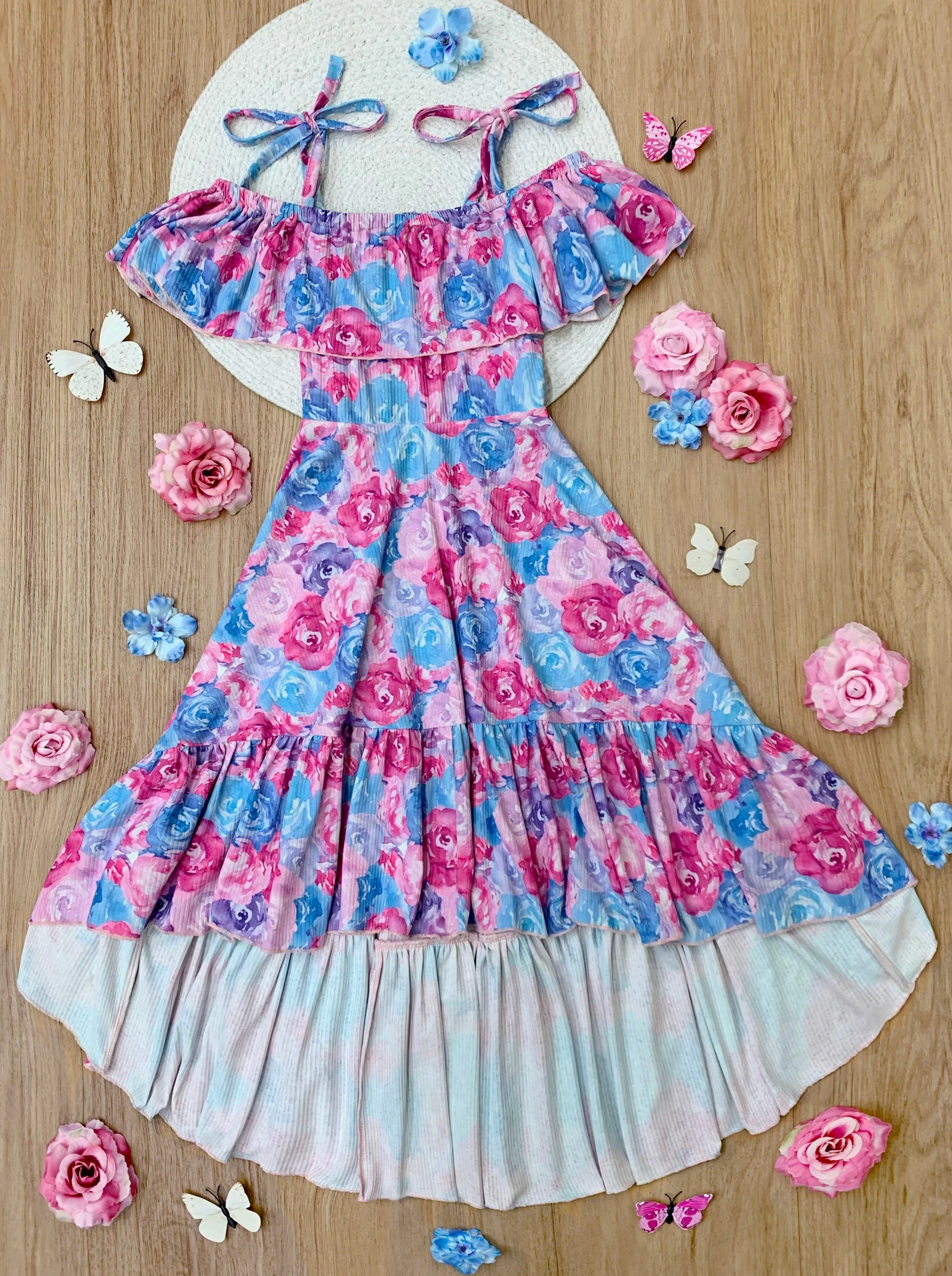 Radiant Roses Hi-Lo Ruffle Dress - Image 4