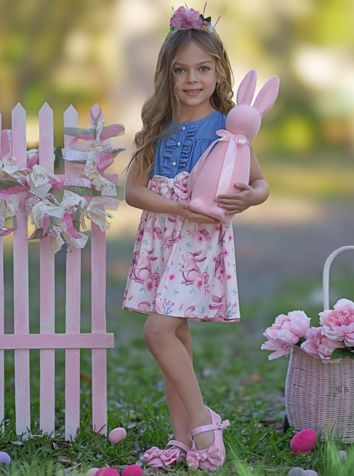 Hoppy Vibes Only Chambray Easter Dress - Image 4
