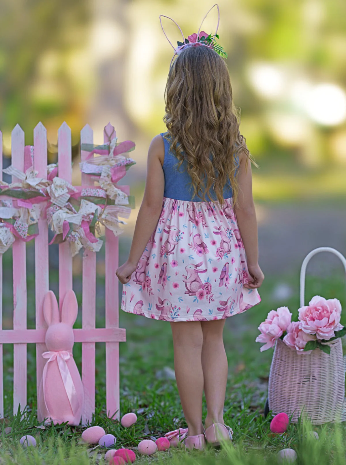 Hoppy Vibes Only Chambray Easter Dress - Image 5