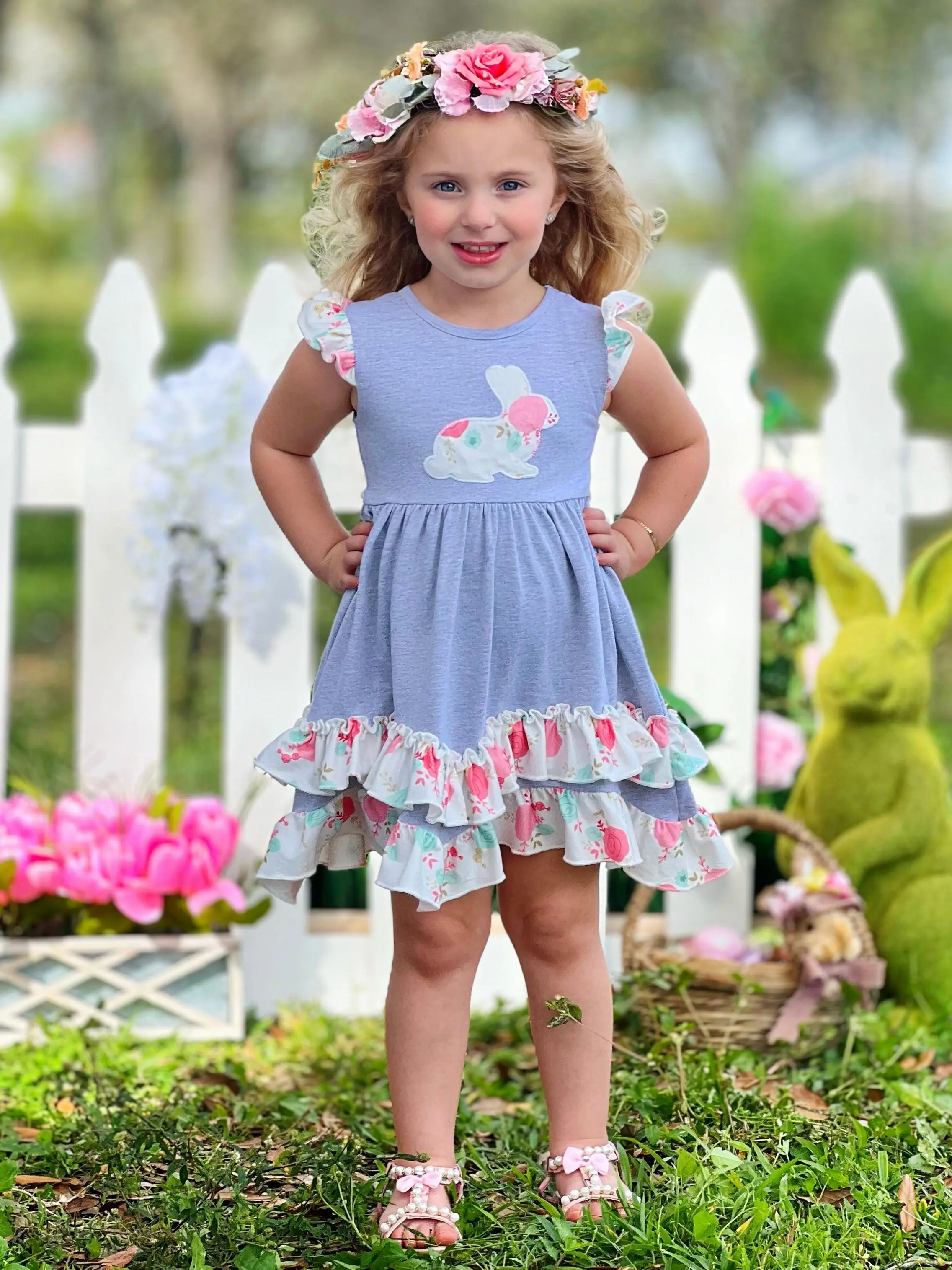 Bunny Flutter Sleeve Tiered Ruffle Dress - Image 4