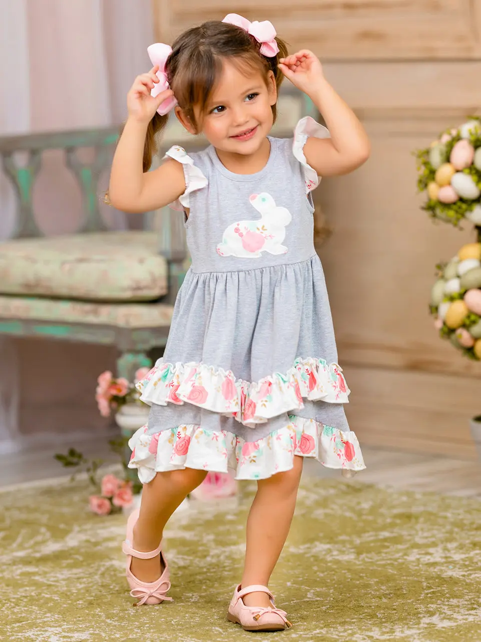 Bunny Flutter Sleeve Tiered Ruffle Dress - Image 5