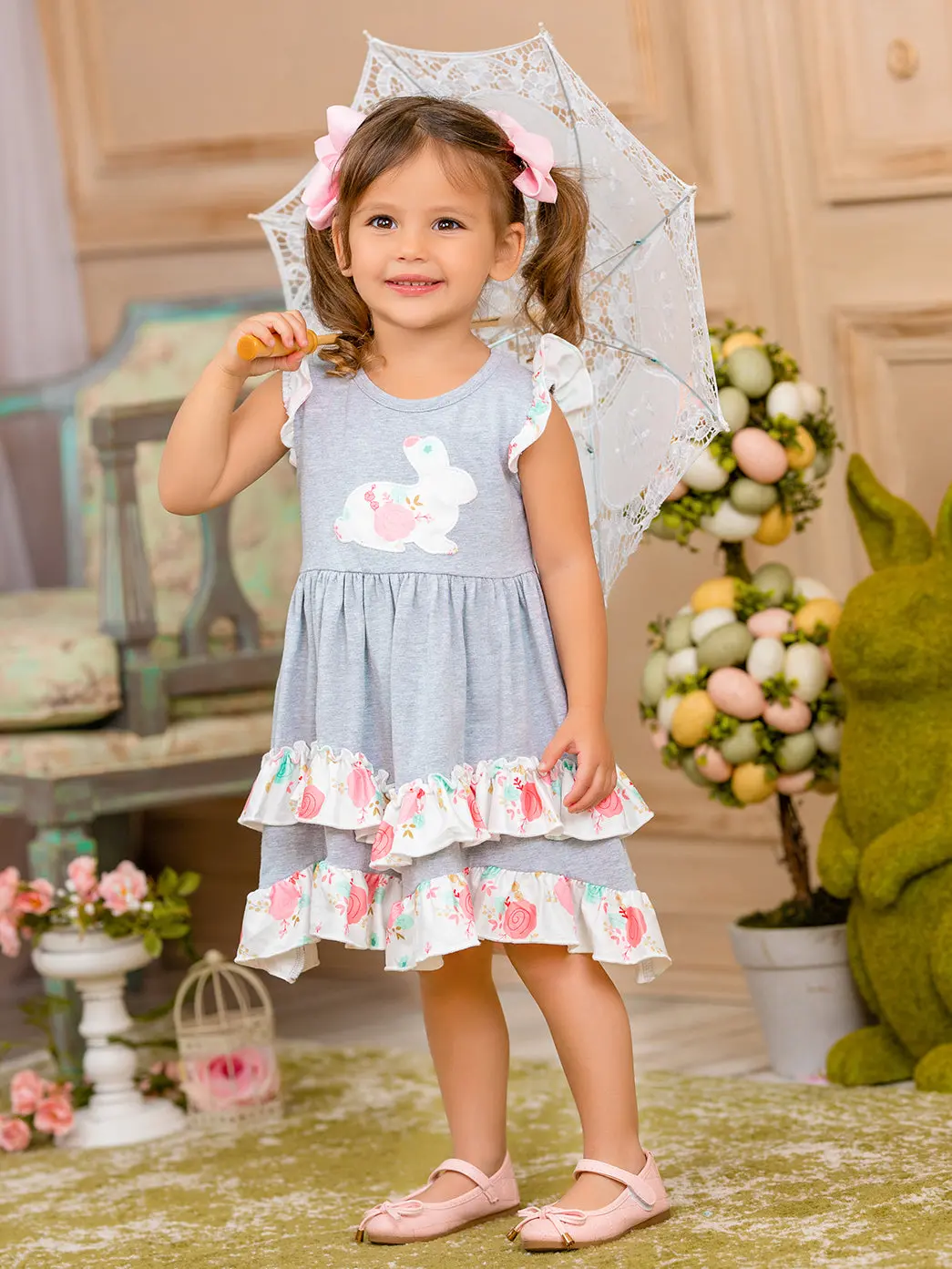 Bunny Flutter Sleeve Tiered Ruffle Dress - Image 6