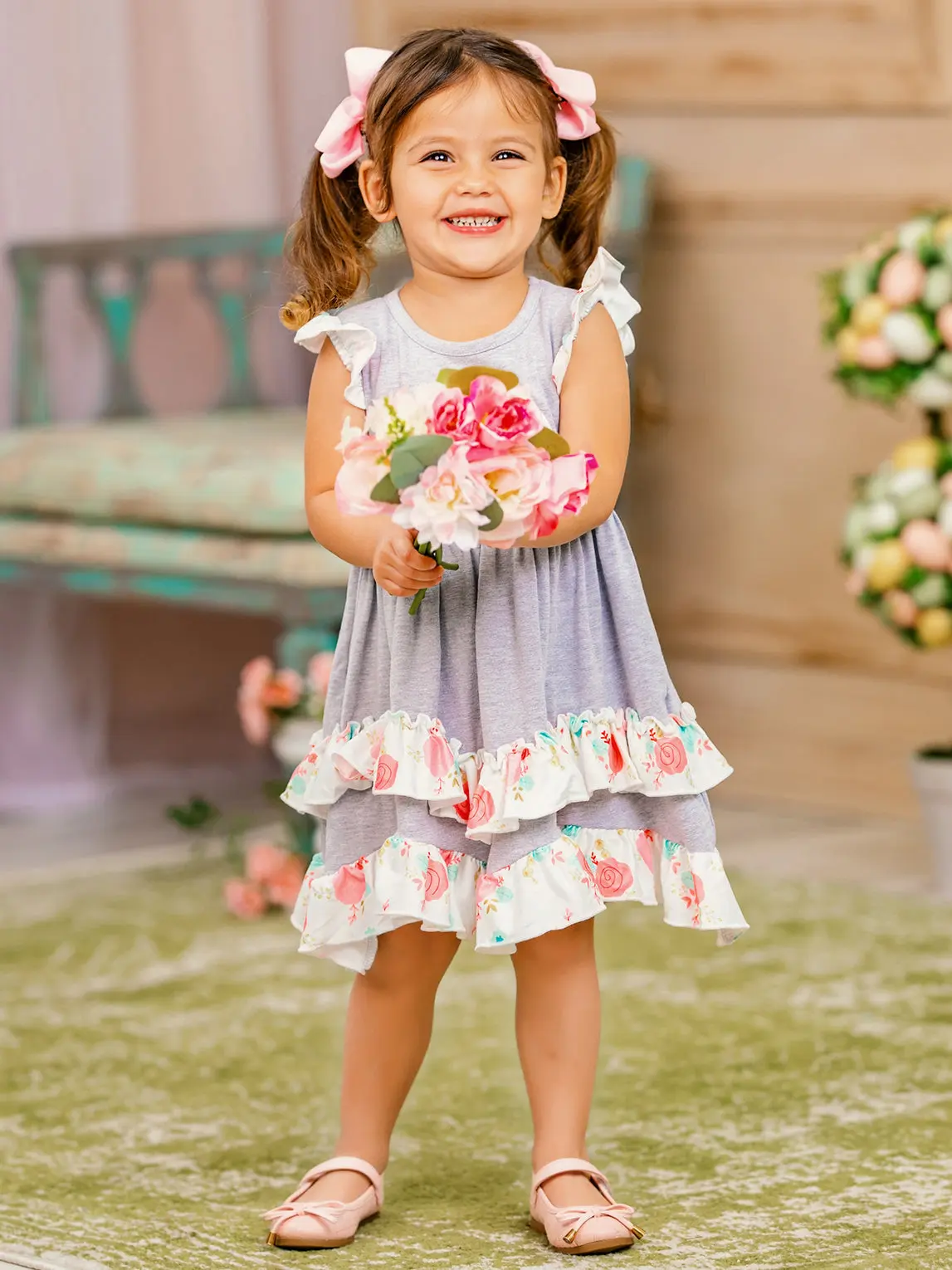 Bunny Flutter Sleeve Tiered Ruffle Dress - Image 8