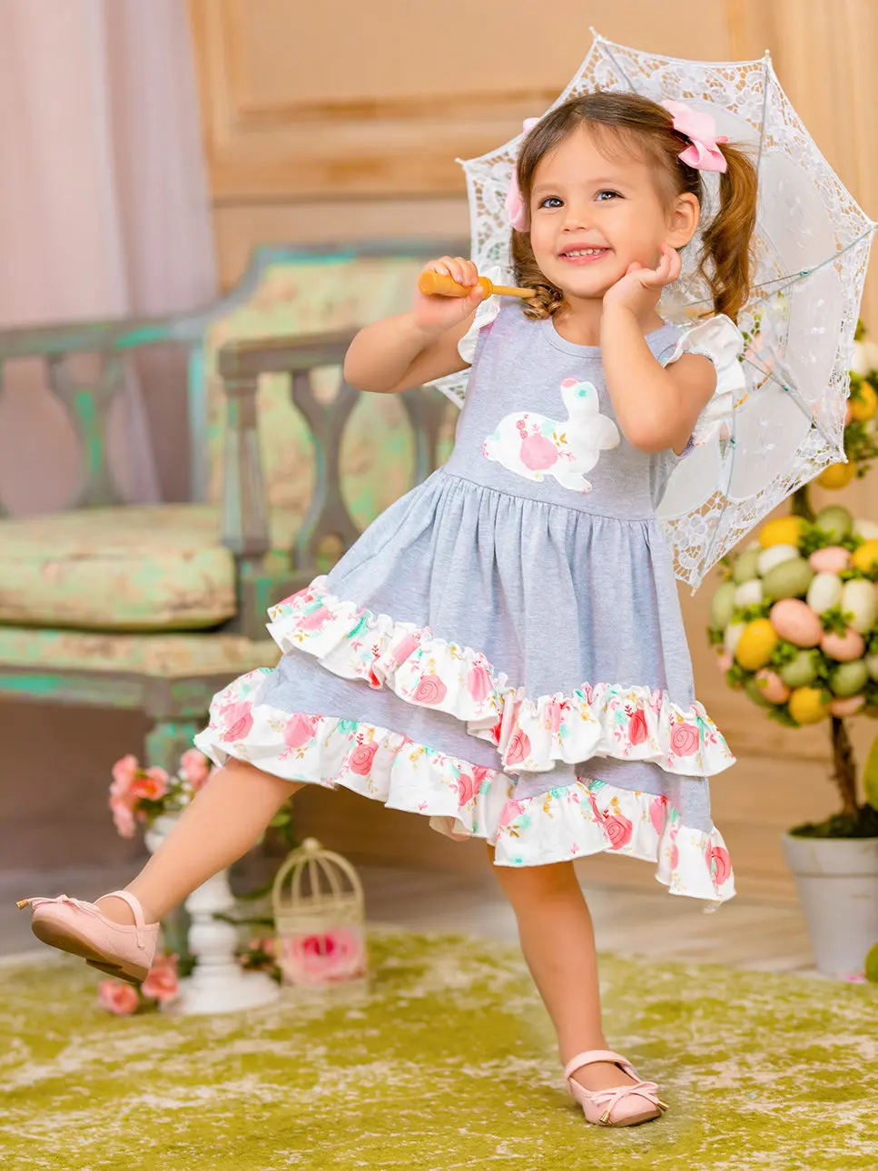 Bunny Flutter Sleeve Tiered Ruffle Dress - Image 9