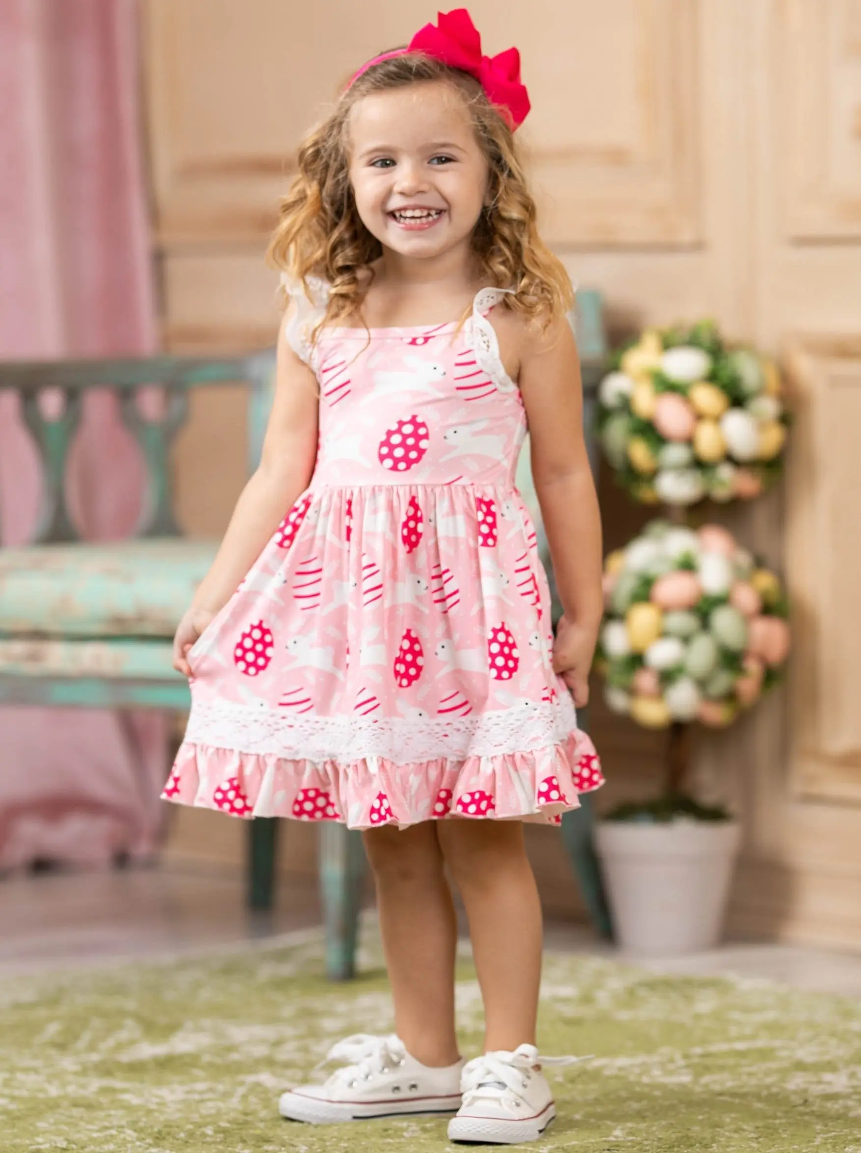 Egg-citing Easter Lace Scalloped Dress - Image 6