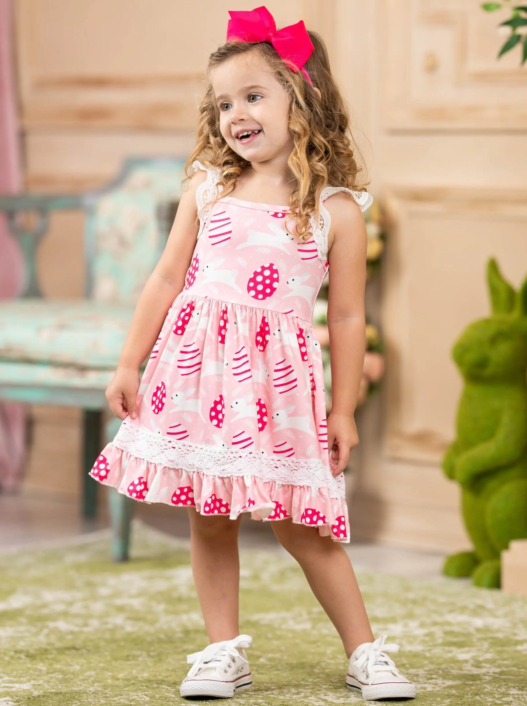 Egg-citing Easter Lace Scalloped Dress - Image 7