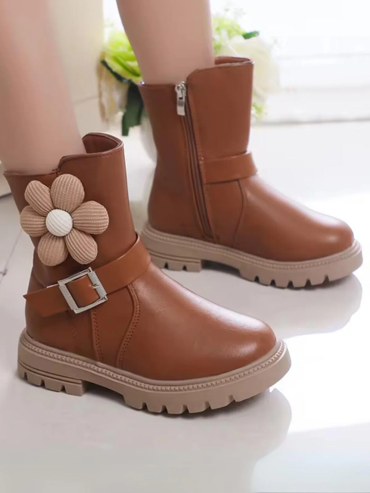 Girls Elegant Boots with Flowers By Liv and Mia - Image 5