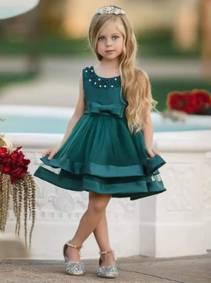 Elegant Pearl Satin Layered Dress - Image 6