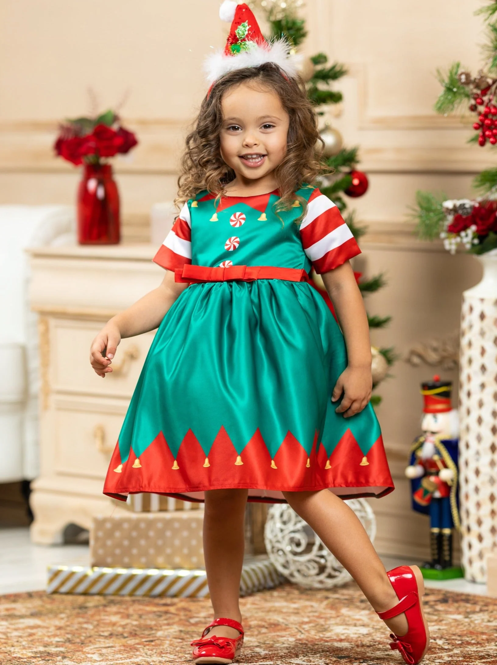 Festive Christmas Elf Costume Dress - Image 2