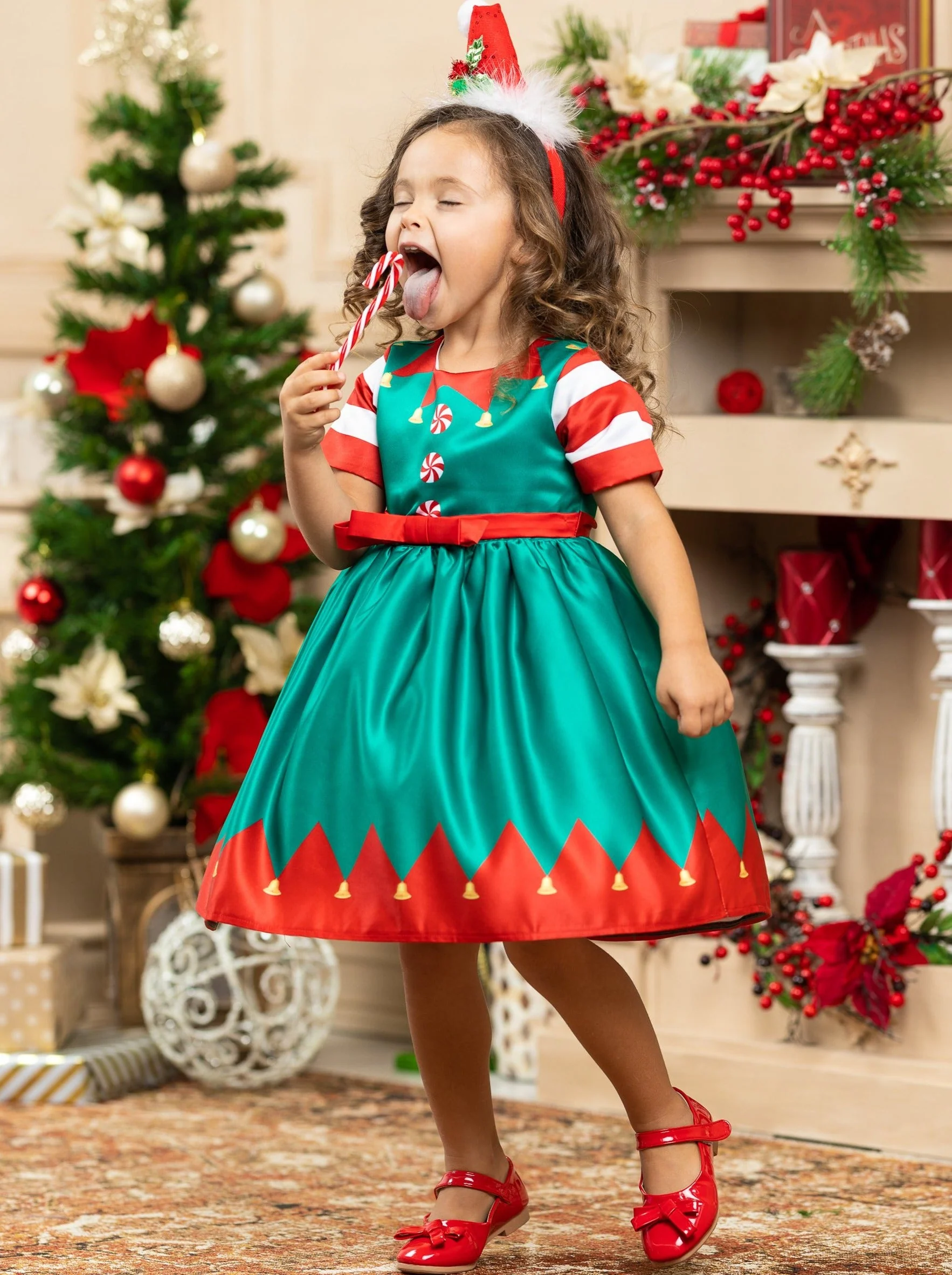 Festive Christmas Elf Costume Dress - Image 5