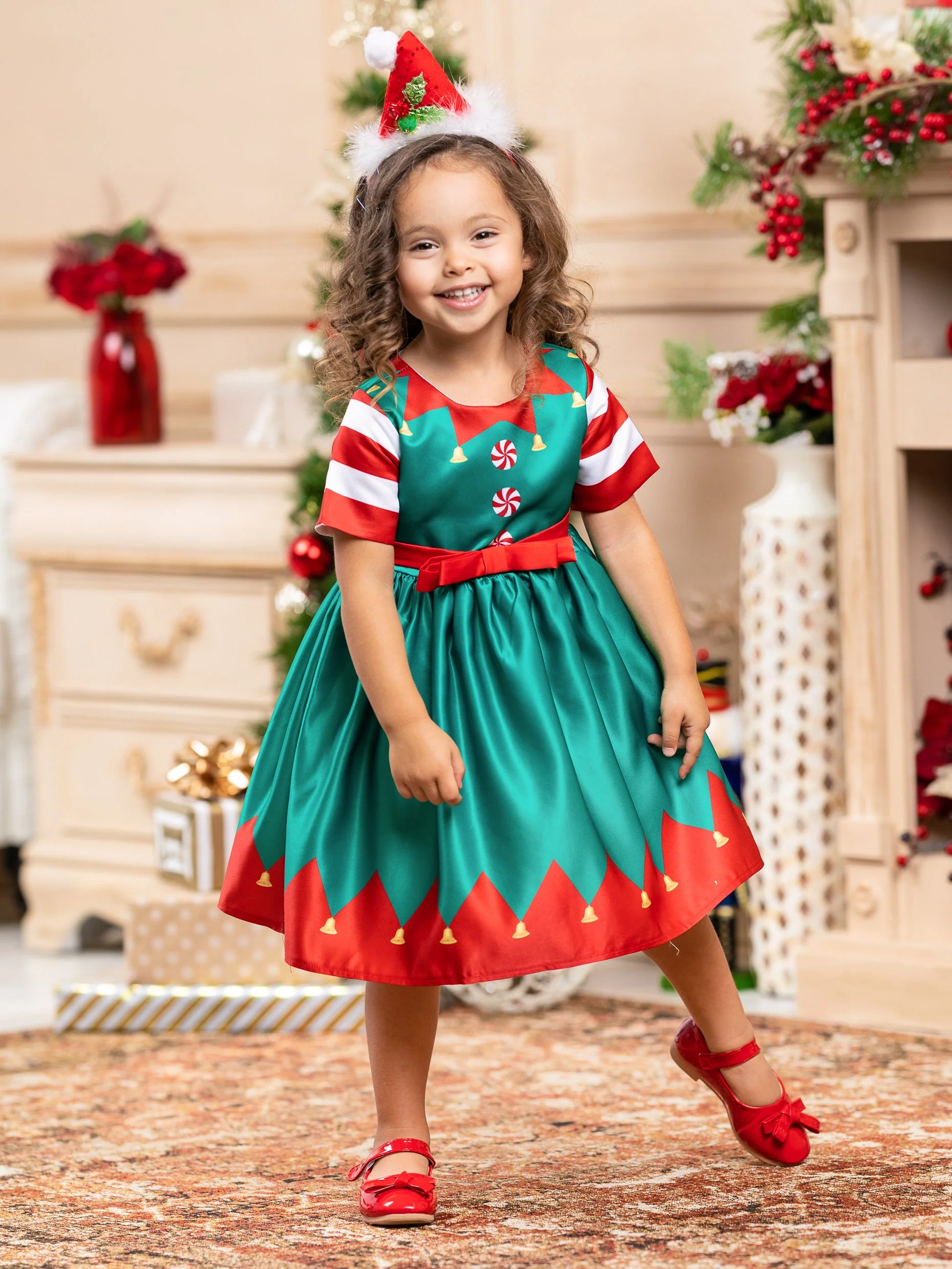 Festive Christmas Elf Costume Dress - Image 6