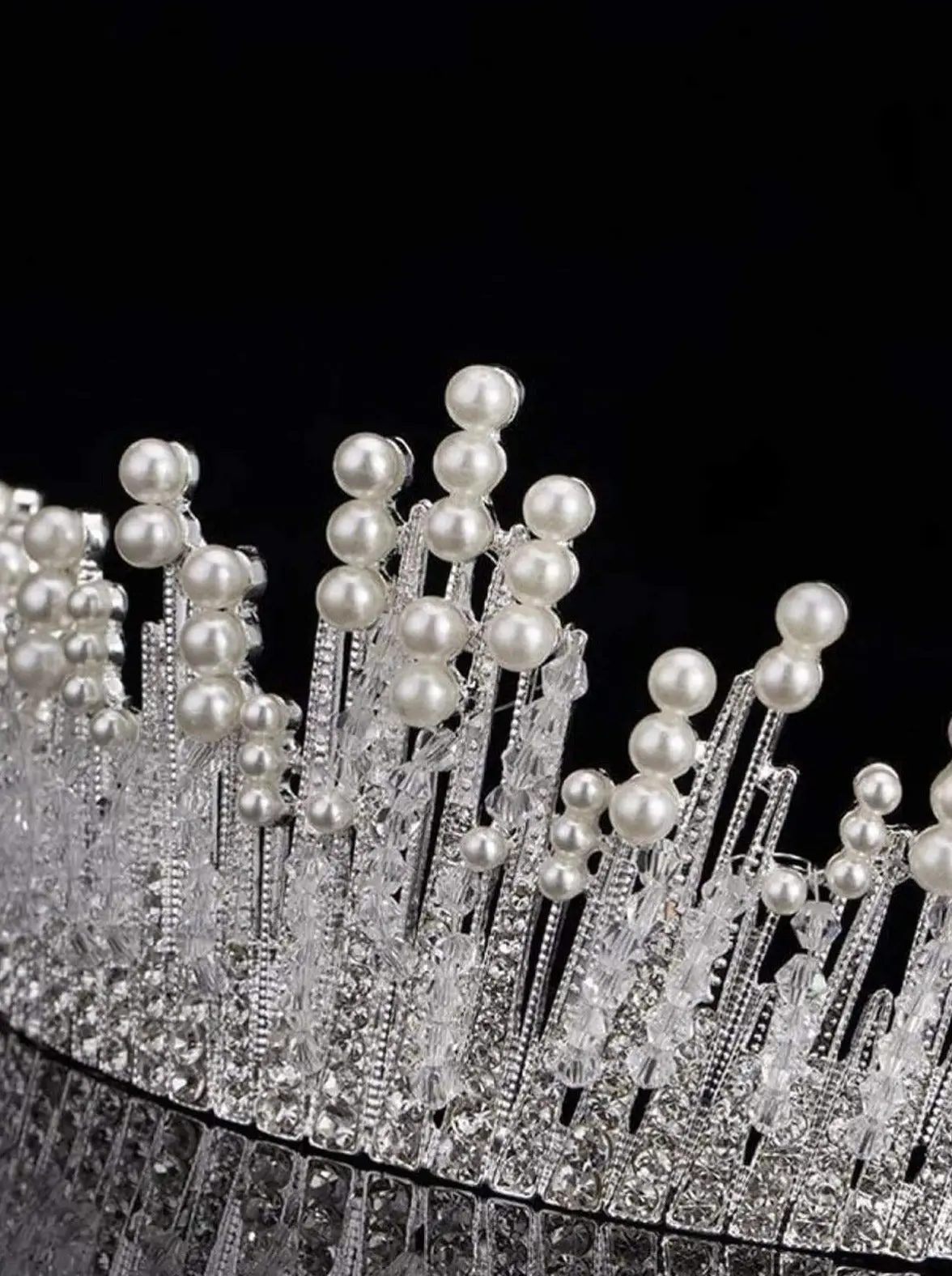 Girls Snow Queen Pearl and Icicle Tiara Crown - Image 3