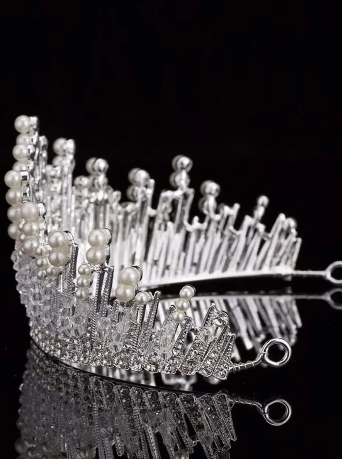 Girls Snow Queen Pearl and Icicle Tiara Crown - Image 4