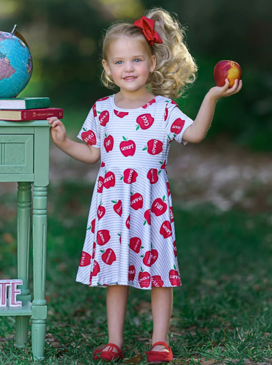Words of Empowerment Apples Striped Dress - Image 5