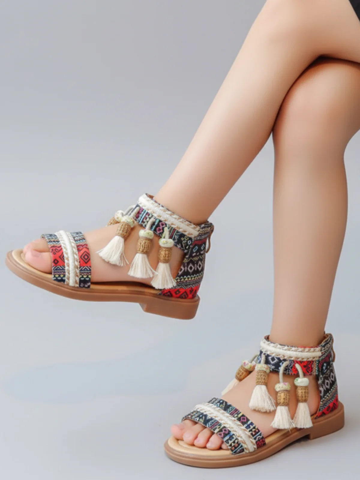Boho Tassel Gladiator Sandals by Liv and Mia - Image 4