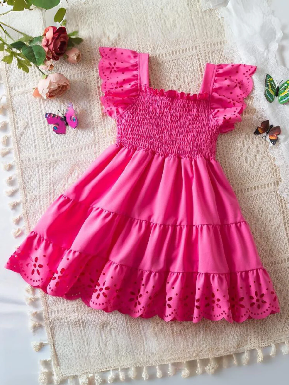 Girls Everyday Eyelet Smocked Dress - Image 2