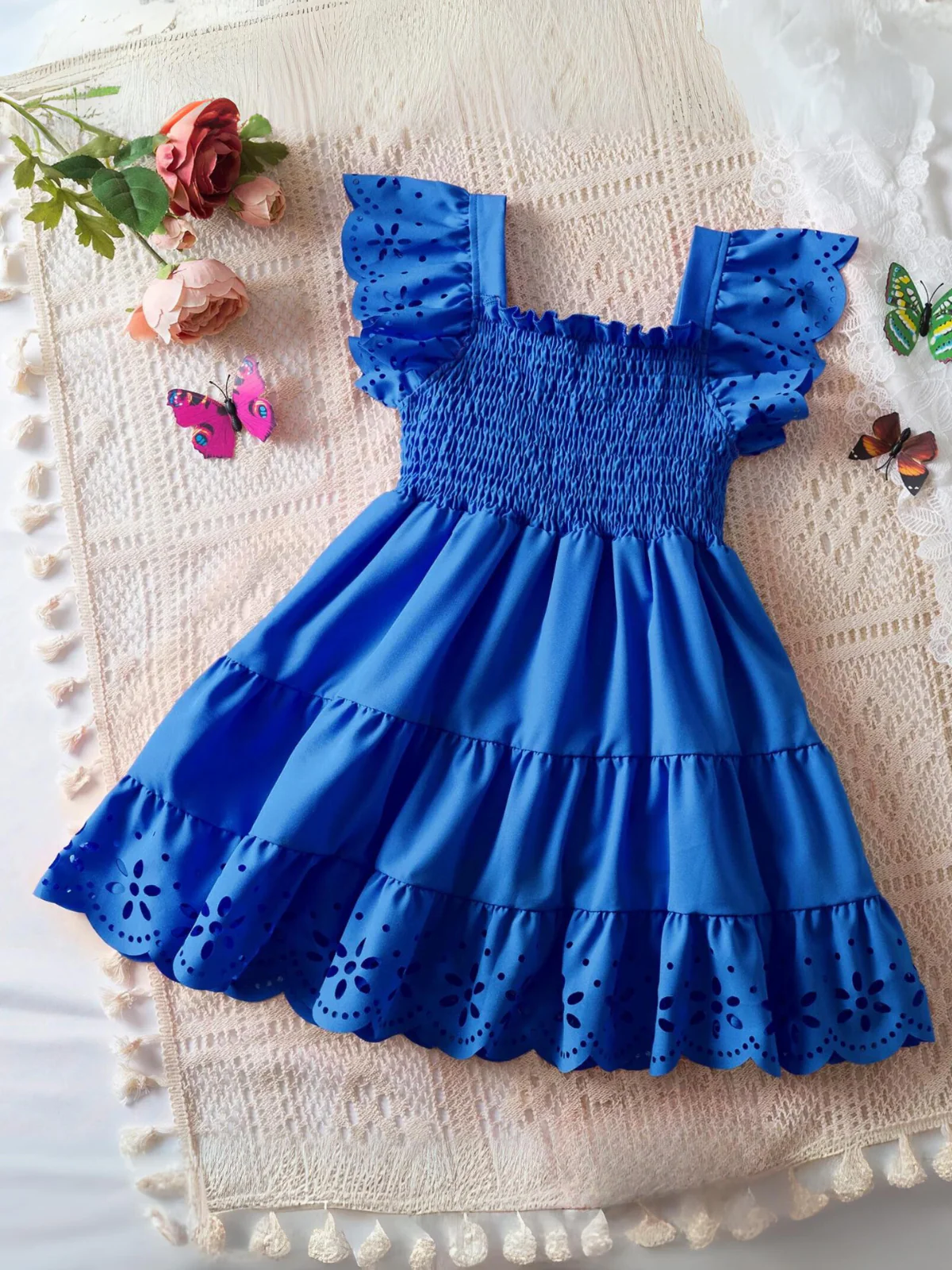 Girls Everyday Eyelet Smocked Dress - Image 3