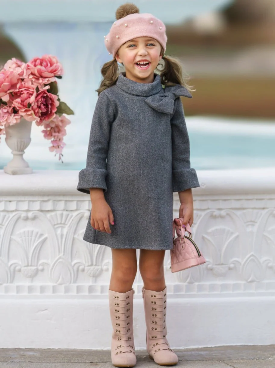 Fancy Fabulous Bow Ashen A-Line Dress - Image 3