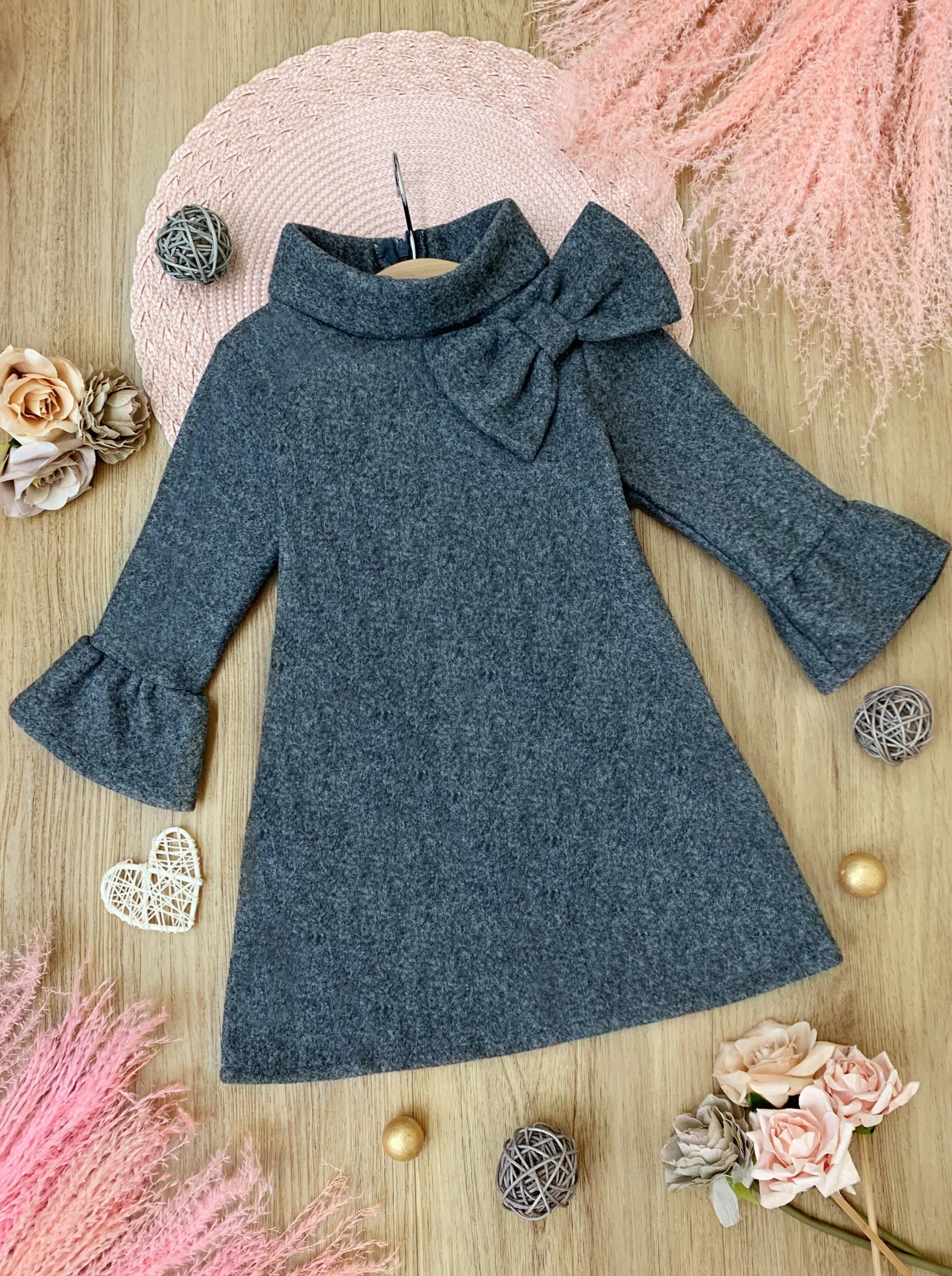 Fancy Fabulous Bow Ashen A-Line Dress - Image 4