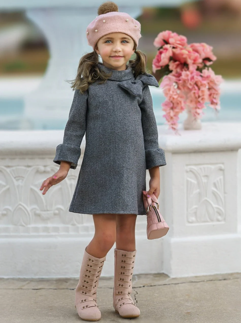 Fancy Fabulous Bow Ashen A-Line Dress - Image 5