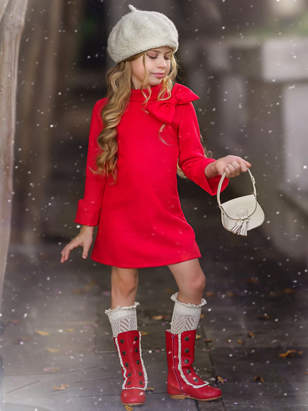 Fancy Fabulous Bow Cherry A-Line Dress - Image 2