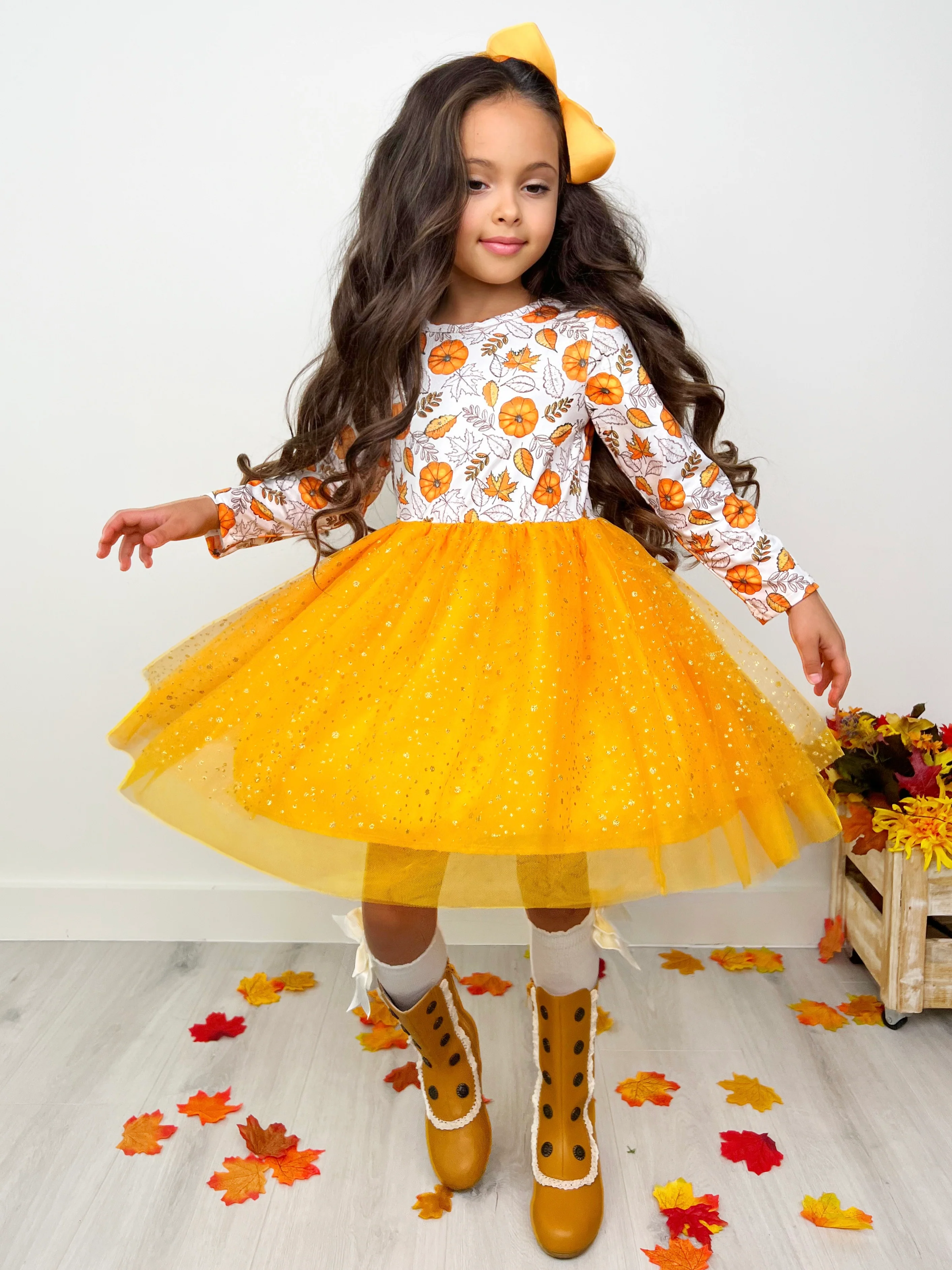 Pumpkin Patch Season Glitter Tutu Dress - Image 2