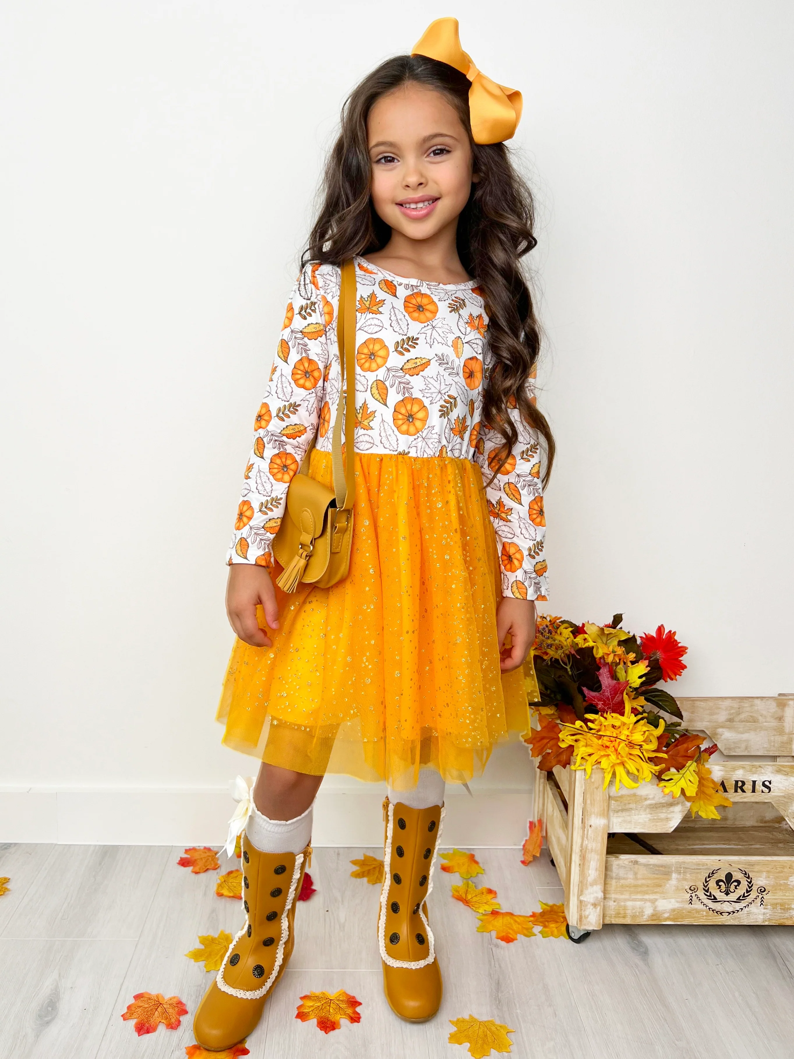 Pumpkin Patch Season Glitter Tutu Dress - Image 6