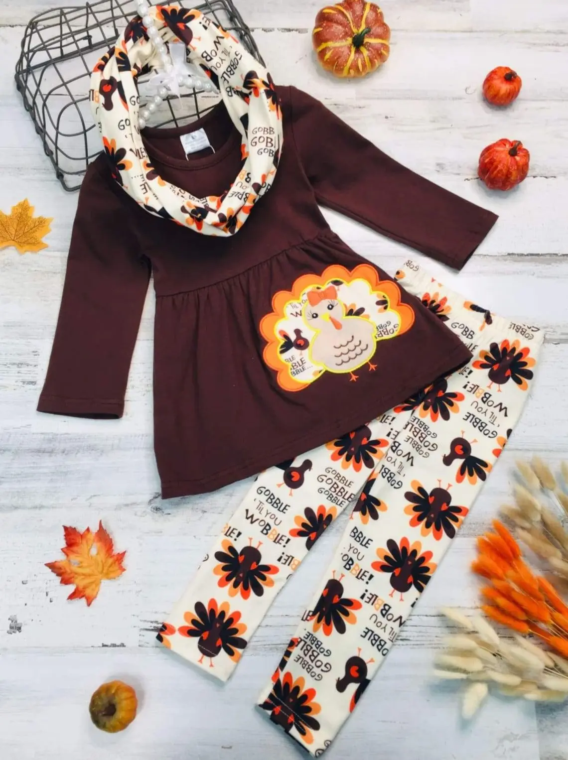 Gobble 'Til You Wobble Tunic, Legging And Scarf Set - Image 2