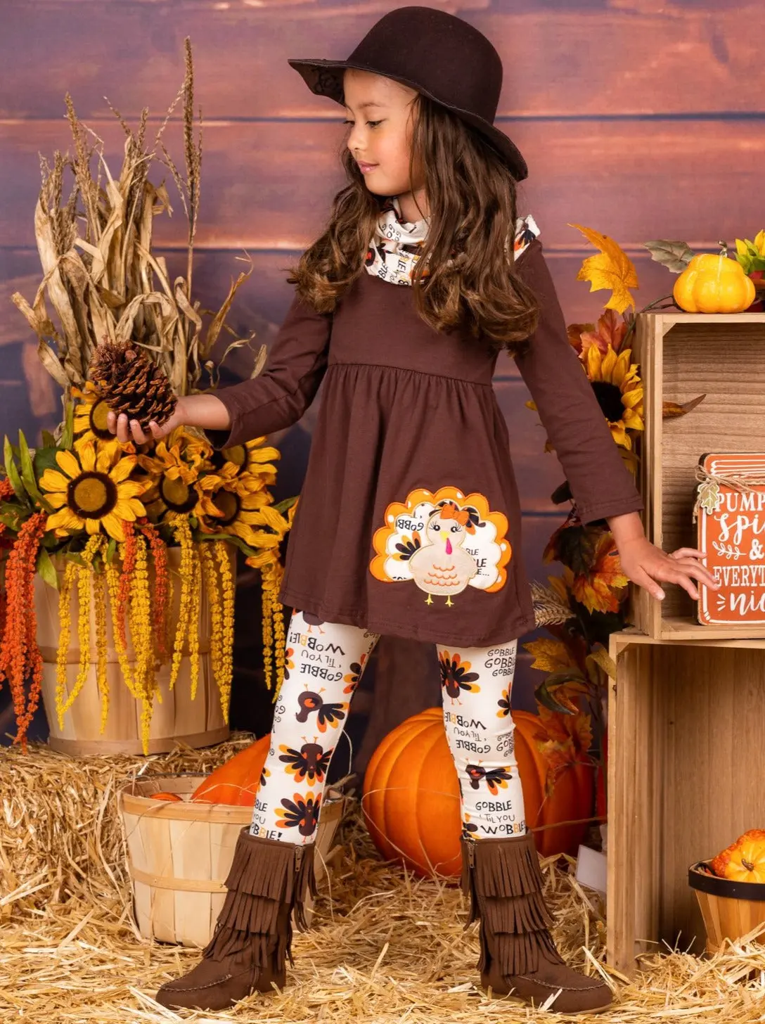 Gobble 'Til You Wobble Tunic, Legging And Scarf Set - Image 3