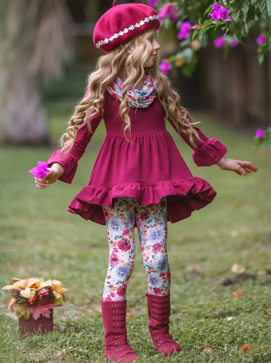 Fall-ishous Flowers Tunic, Leggings And Scarf Set - Image 2