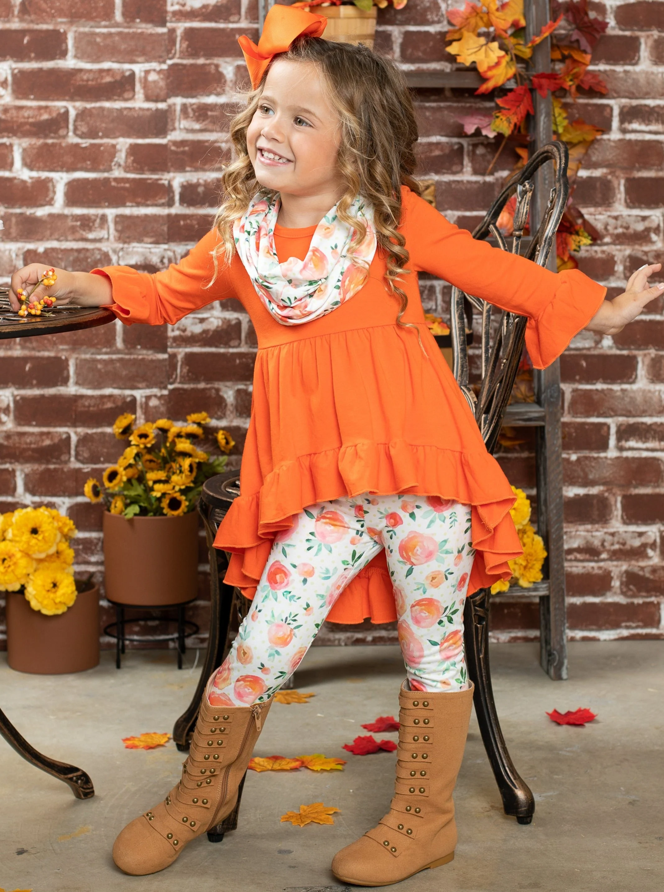 Fall-ishous Tunic, Floral Leggings and Scarf Set - Image 2