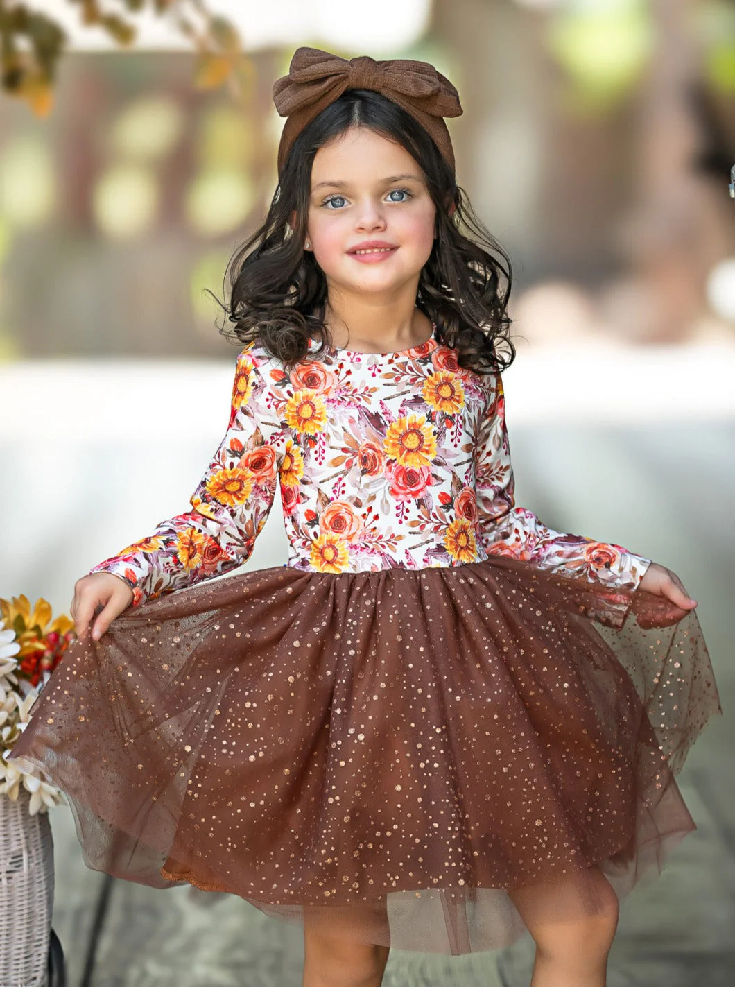 Autumn Floral Glitter Tutu Dress - Image 2