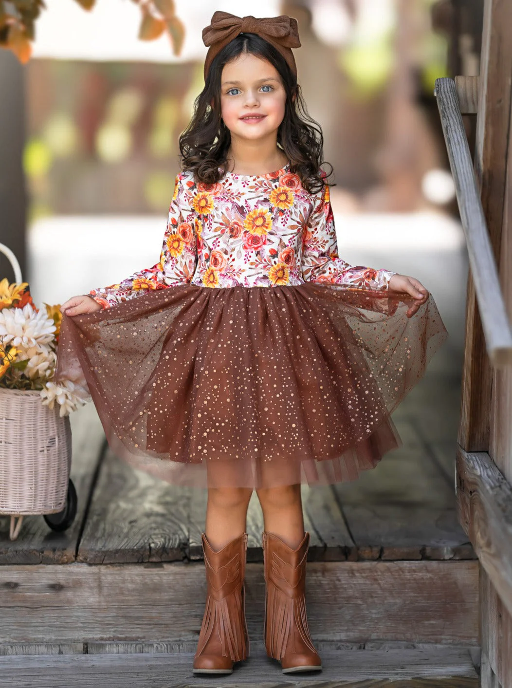 Autumn Floral Glitter Tutu Dress - Image 6