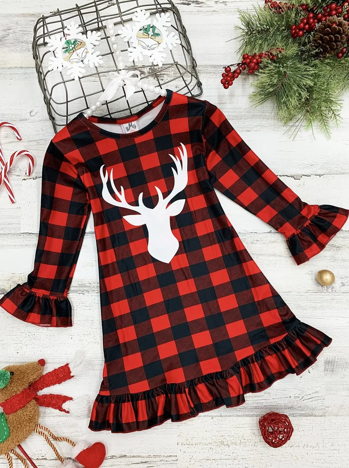 Leading The Way Checkered Plaid Ruffle Dress - Image 2