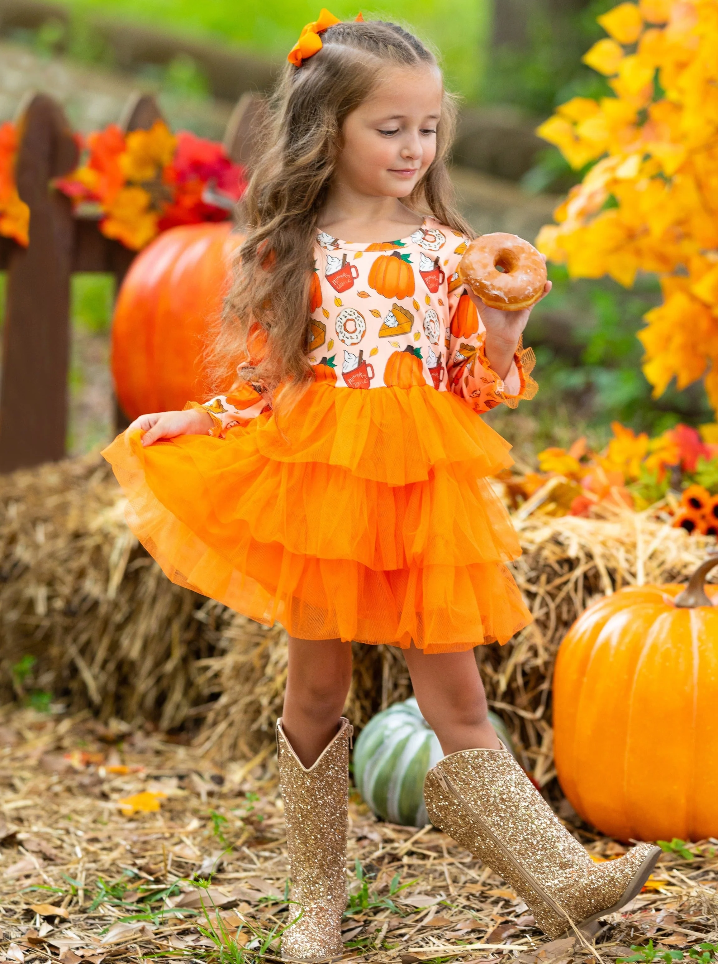 Sweet Pumpkin Treat Tiered Tutu Dress - Image 2
