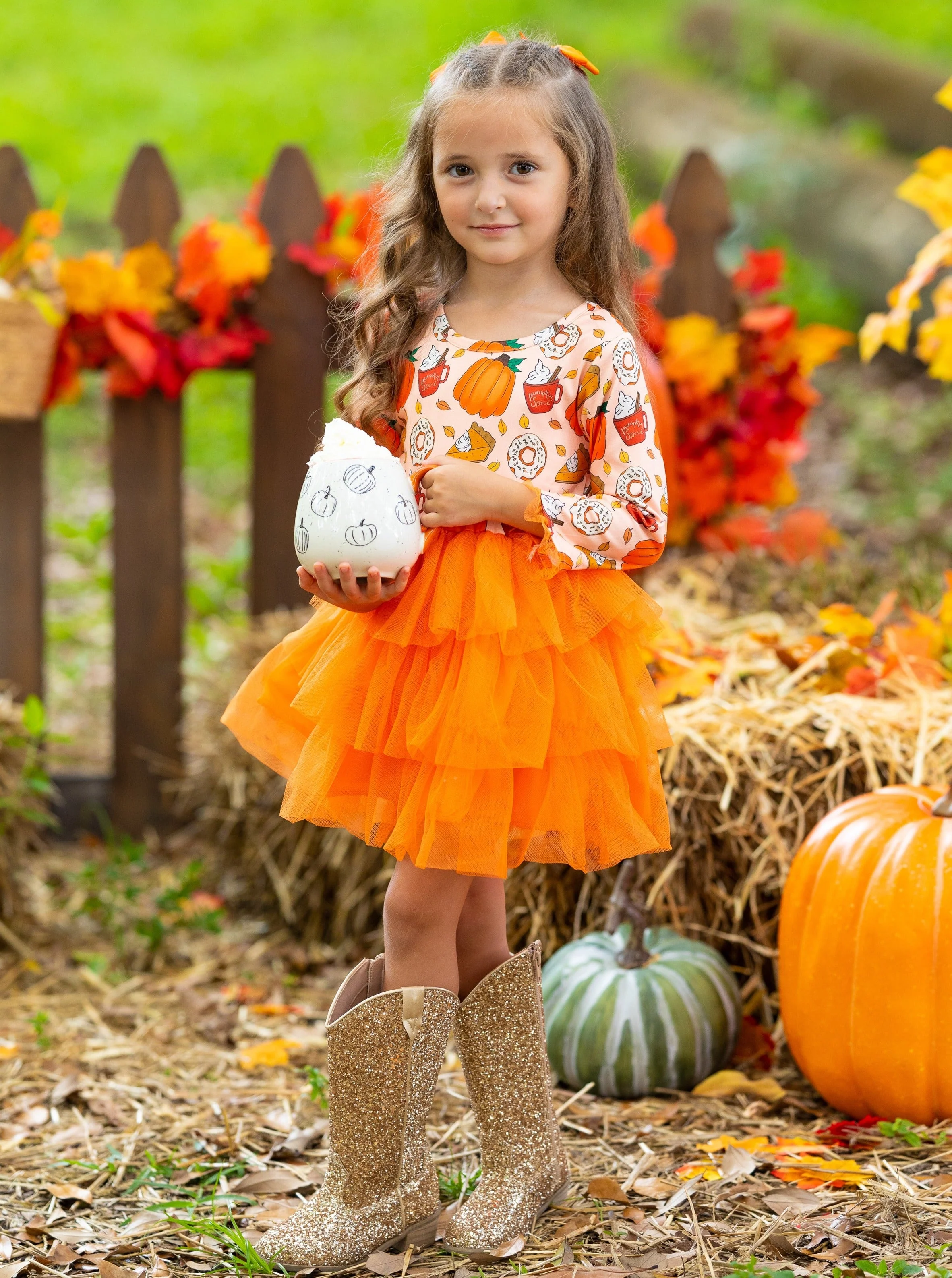 Sweet Pumpkin Treat Tiered Tutu Dress - Image 5