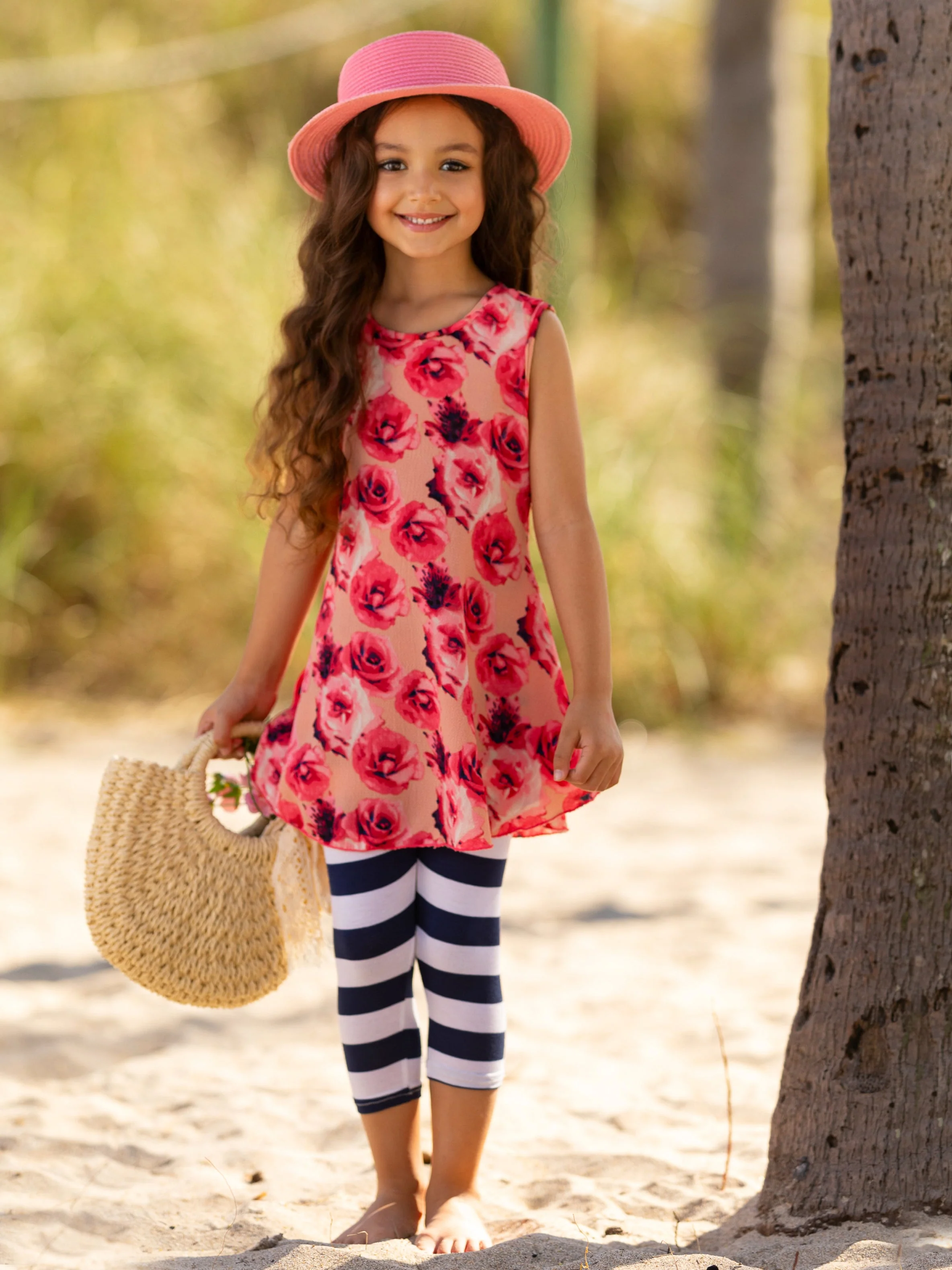 Fancy Floral Tunic and Striped Legging Set - Image 5