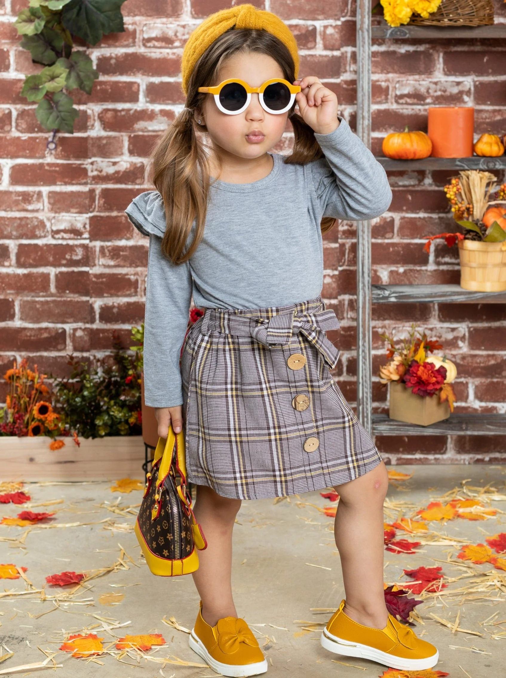 Preppy and Fab Top and Plaid Skirt Set - Image 2
