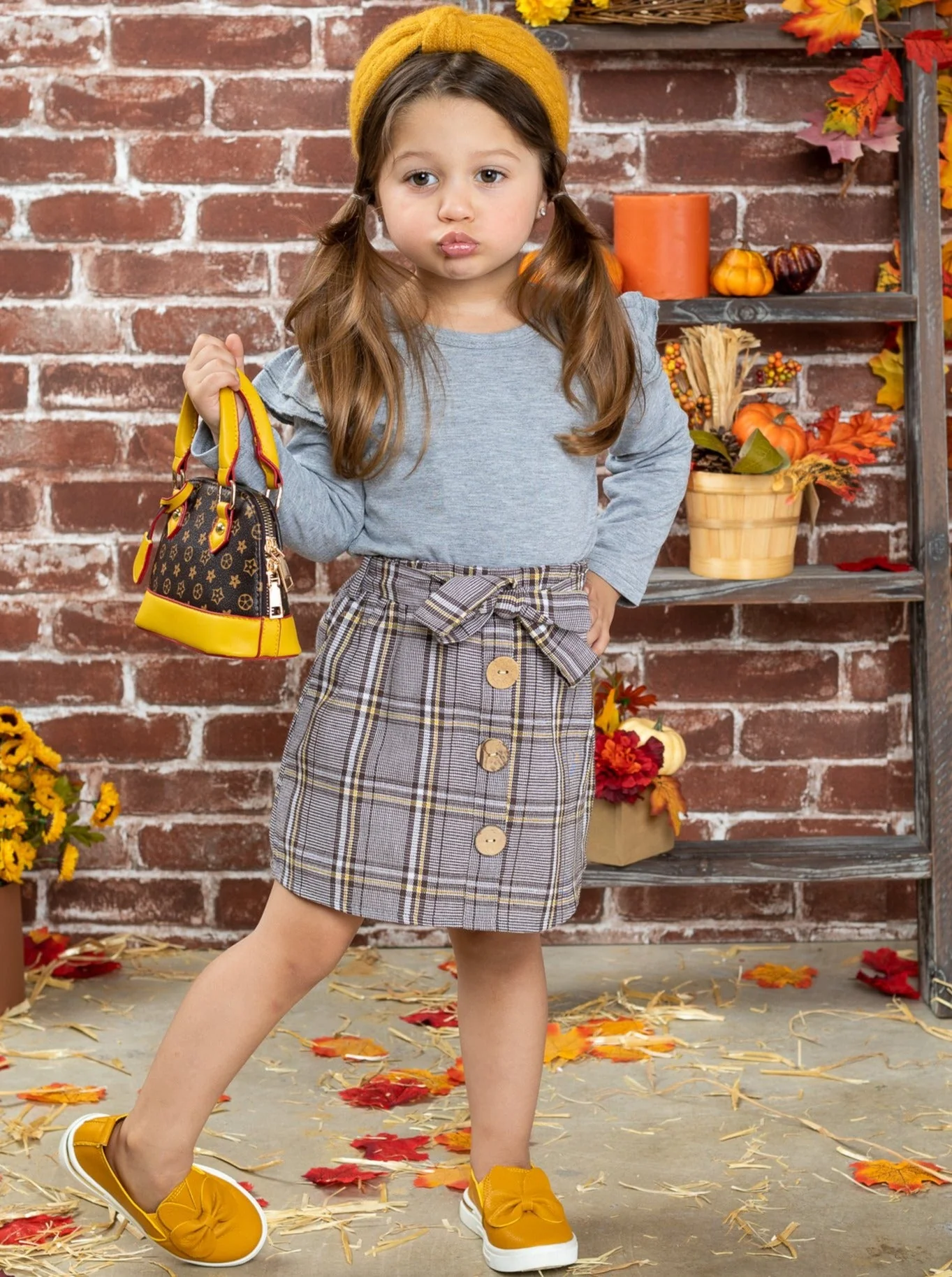 Preppy and Fab Top and Plaid Skirt Set - Image 4
