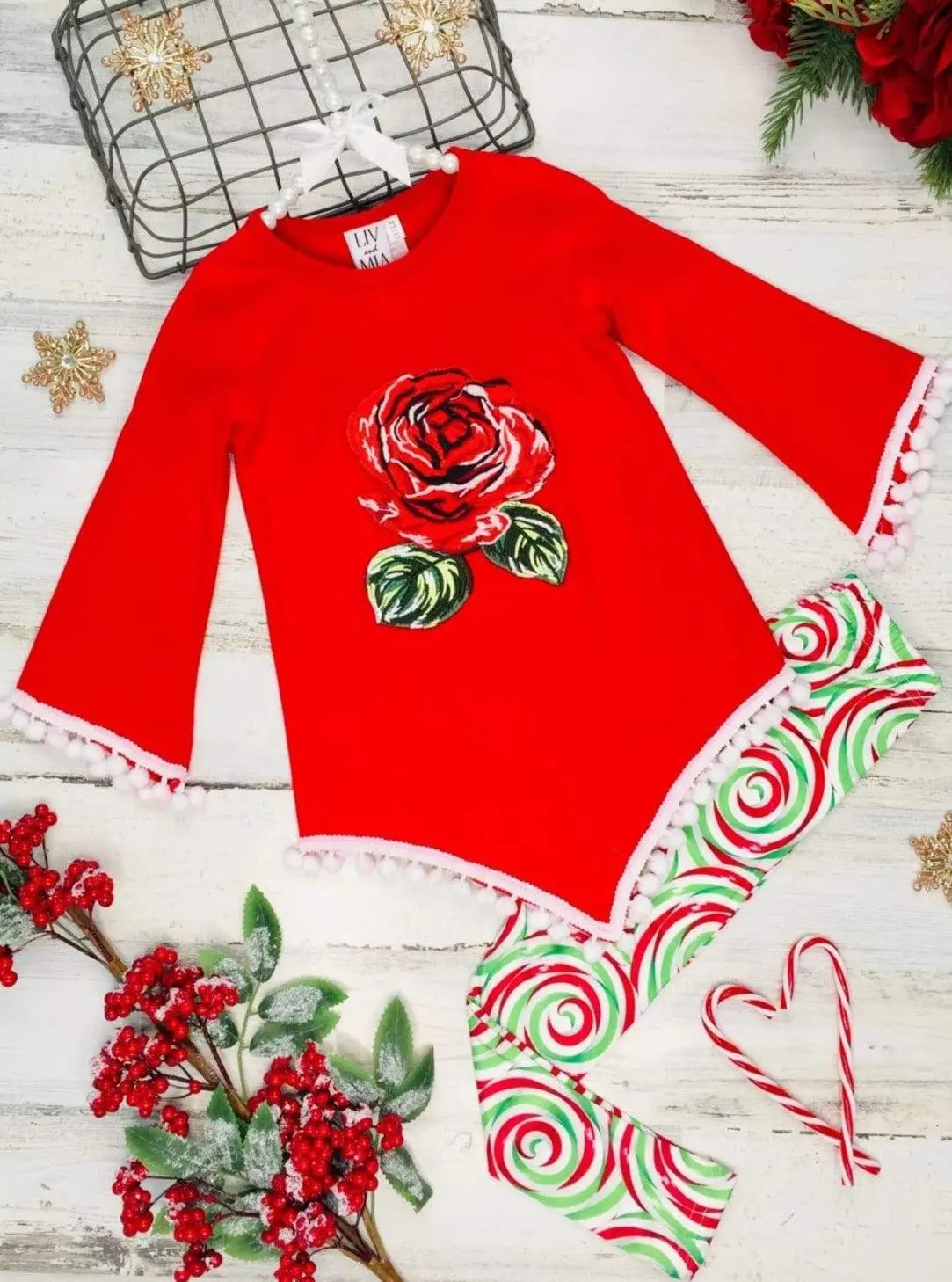 Winter Romance Pom Pom Tunic and Legging Set - Image 3