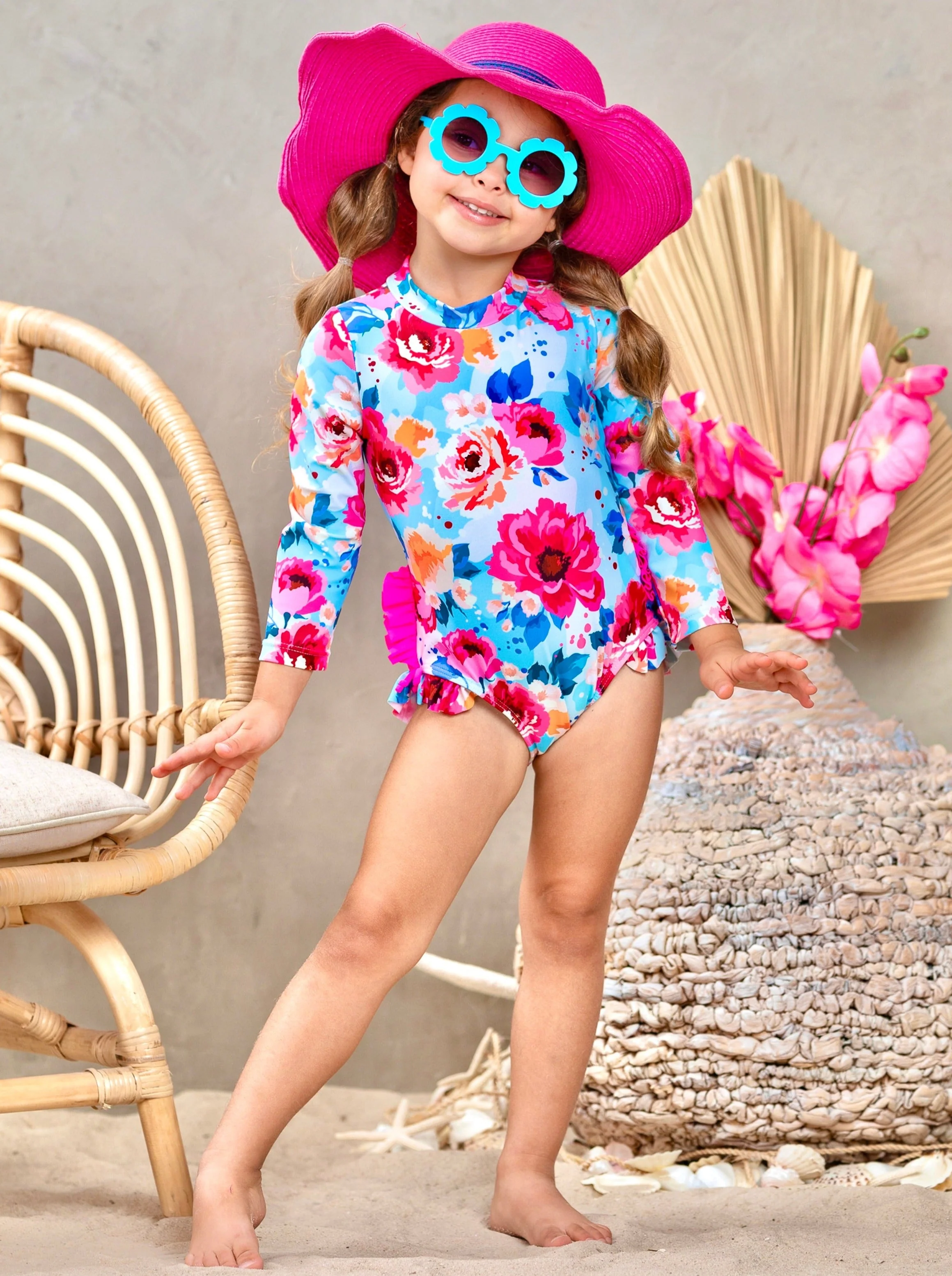 Water Flower One Piece Rash Guard Swimsuit - Image 7